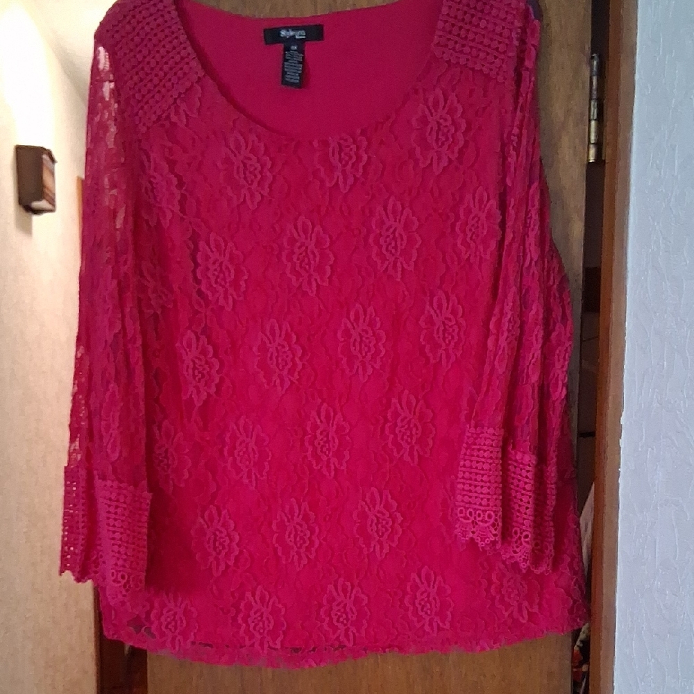 Style & Co. Lace Blouse - Pink, Size 0X